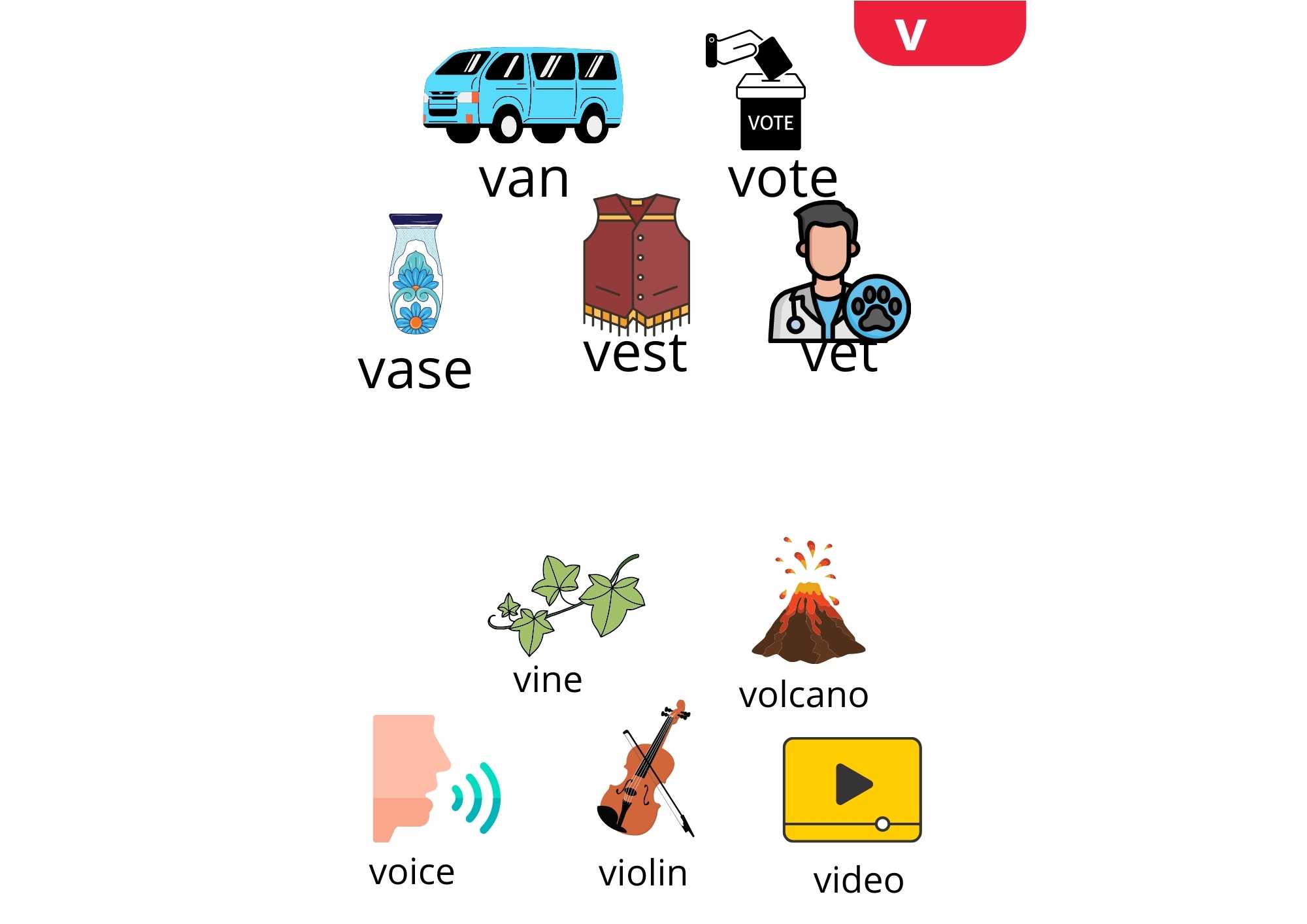 1 Letter V Write And Find Beginning Sounds Worksheet